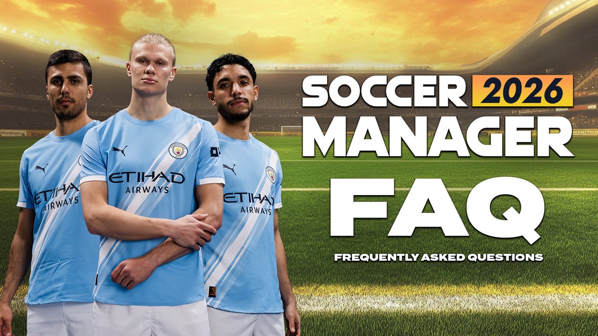 SM26: Frequently Asked Questions! ❓
Did you know we have an FAQ page on our website? Answers to the most commonly asked questions about Soccer Manager 2026 can be found here.

Check it out 👉 invinciblesstudio.com/soccer-manager…

#SM26 #FAQ