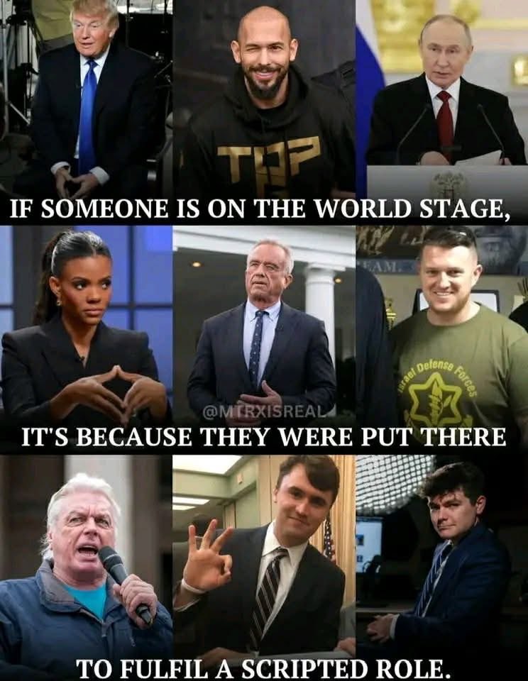 FlatEarthZone's tweet image. You’re not watching leaders clash. You’re watching characters perform. Different masks, different personalities, different talking points… but the same script playing out over and over, with the same unseen director standing behind the curtain.