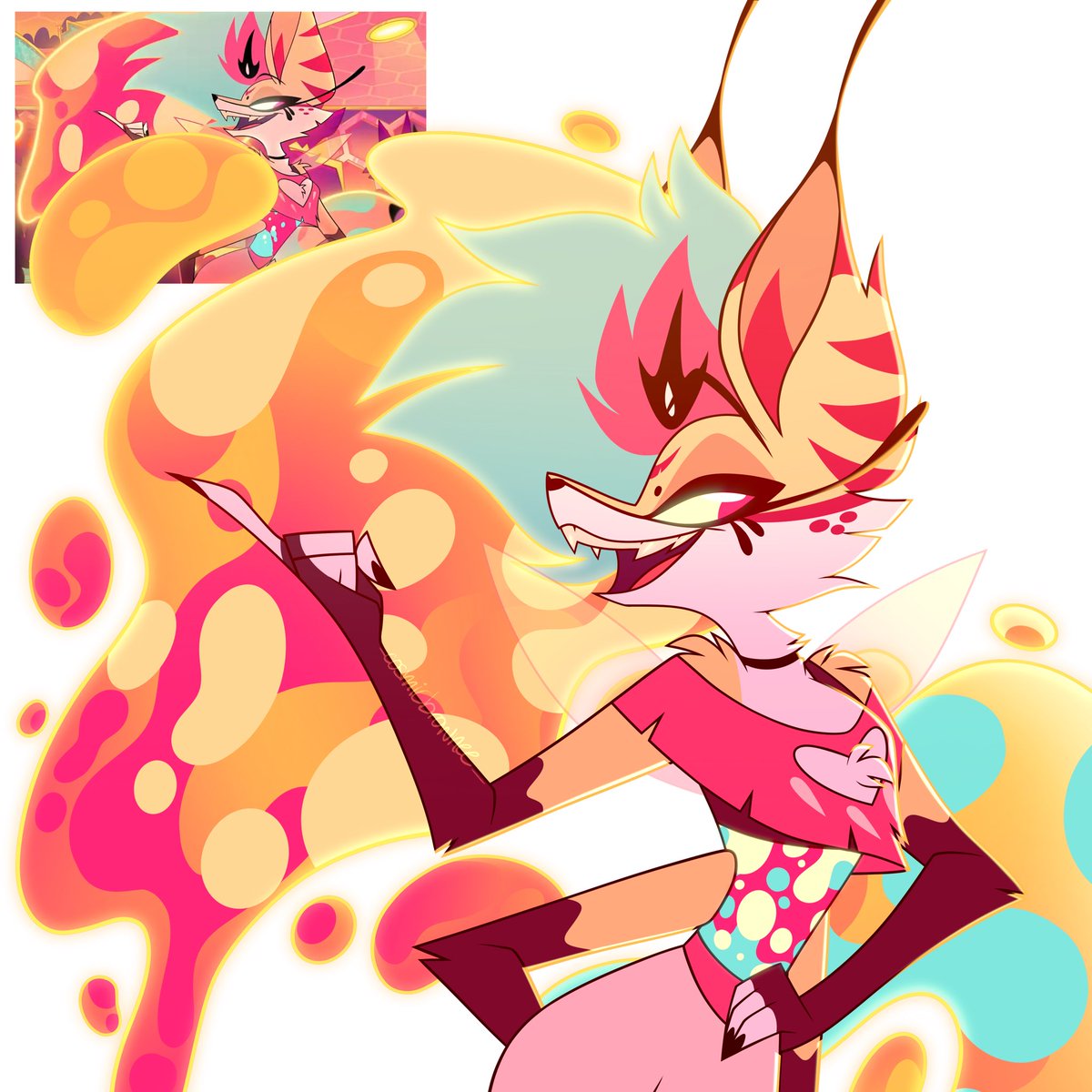 _cosmicbrownee_'s tweet image. Stuck in ya teeth! 
💛🐝🍯

#helluvaboss #helluvabossfanart #helluvabossbeelzebub #helluvabossbee #queenbee #beelzebub