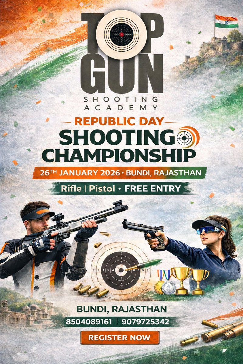 On this Republic Day, let precision speak louder than words. We invite shooters to compete in a championship that celebrates discipline, focus, and the true sporting spirit of India 🇮🇳
