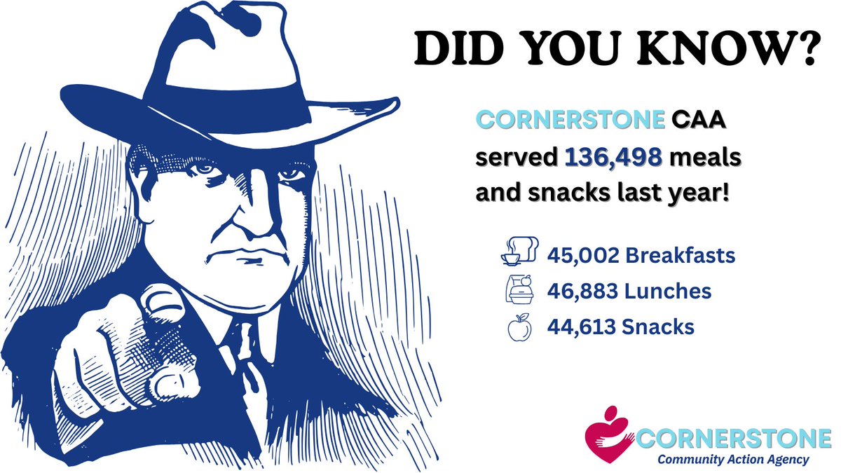 Cornerstone CAA helped fuel little learners in 
Head Start and Early Head Start.
These meals matter. If you are looking for a local nonprofit to stand behind, we would love your support. 
cornerstonecaa.org