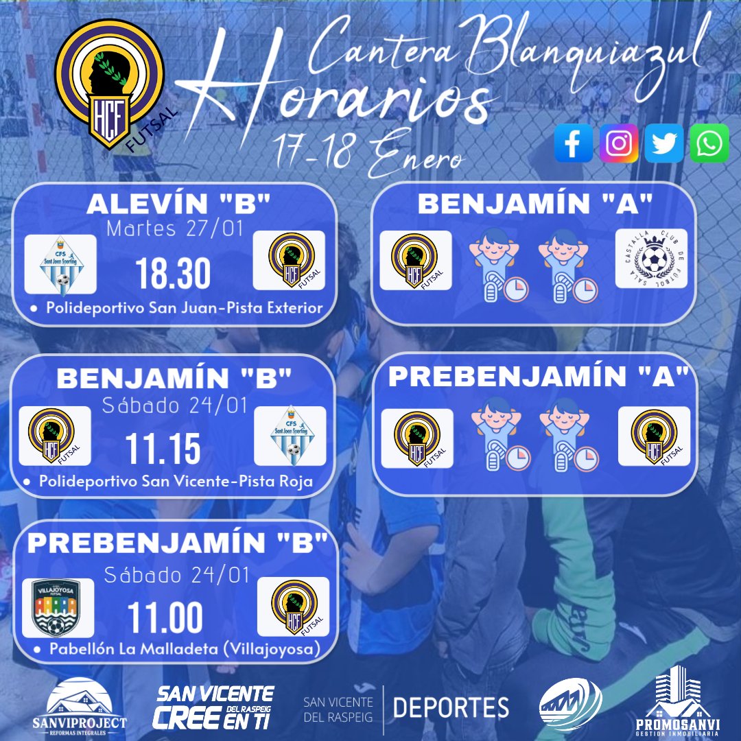 𝐂𝐚𝐧𝐭𝐞𝐫𝐚𝐁𝐥𝐚𝐧𝐪𝐮𝐢𝐚𝐳𝐮𝐥🔵⚪️
🫂𝗖𝗔𝗡𝗧𝗘𝗥𝗔|📒⚽ 𝗛𝗢𝗥𝗔𝗥𝗜𝗢𝗦

➡️ Ya tenemos disponible los horarios de nuestra #CanteraBlanquiazul para este fin de semana ⚽️

¡Te esperamos!

#CrecemosJuntos 💙🤍 #MachoHérculesSV #FamiliaHerculana