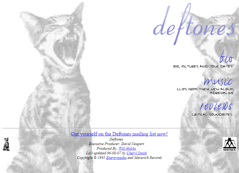 WebDesignMuseum's tweet photo. Deftones website in 1996

#WebDesignHistory https://t.co/cxkaDZydIL