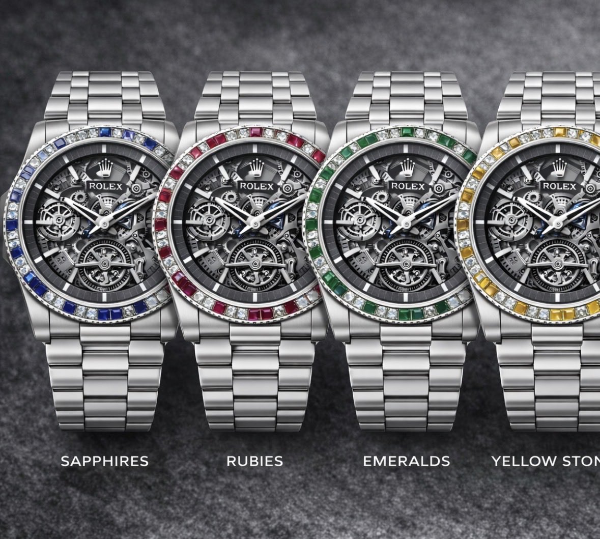 ialwayszach's tweet photo. @ROLEX Here you go, you can fire your whole design team. Made your next model with 5 prompts with AI. 

Introducing the Rolex Aeternum

Platinum case, precious gemstone bezel, tourbillion movement. 

Your cost: 100k +/-

Retail: 250k +/-

I charge 3% royalty for my design 😌 https://t.co/1MZyorIddS