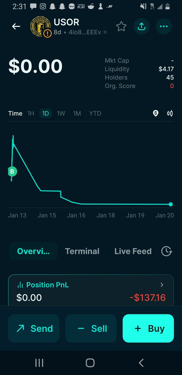 zighille's tweet photo. @USORProject Right after I put money in. It dropped to zero https://t.co/RtjKdQAXKF