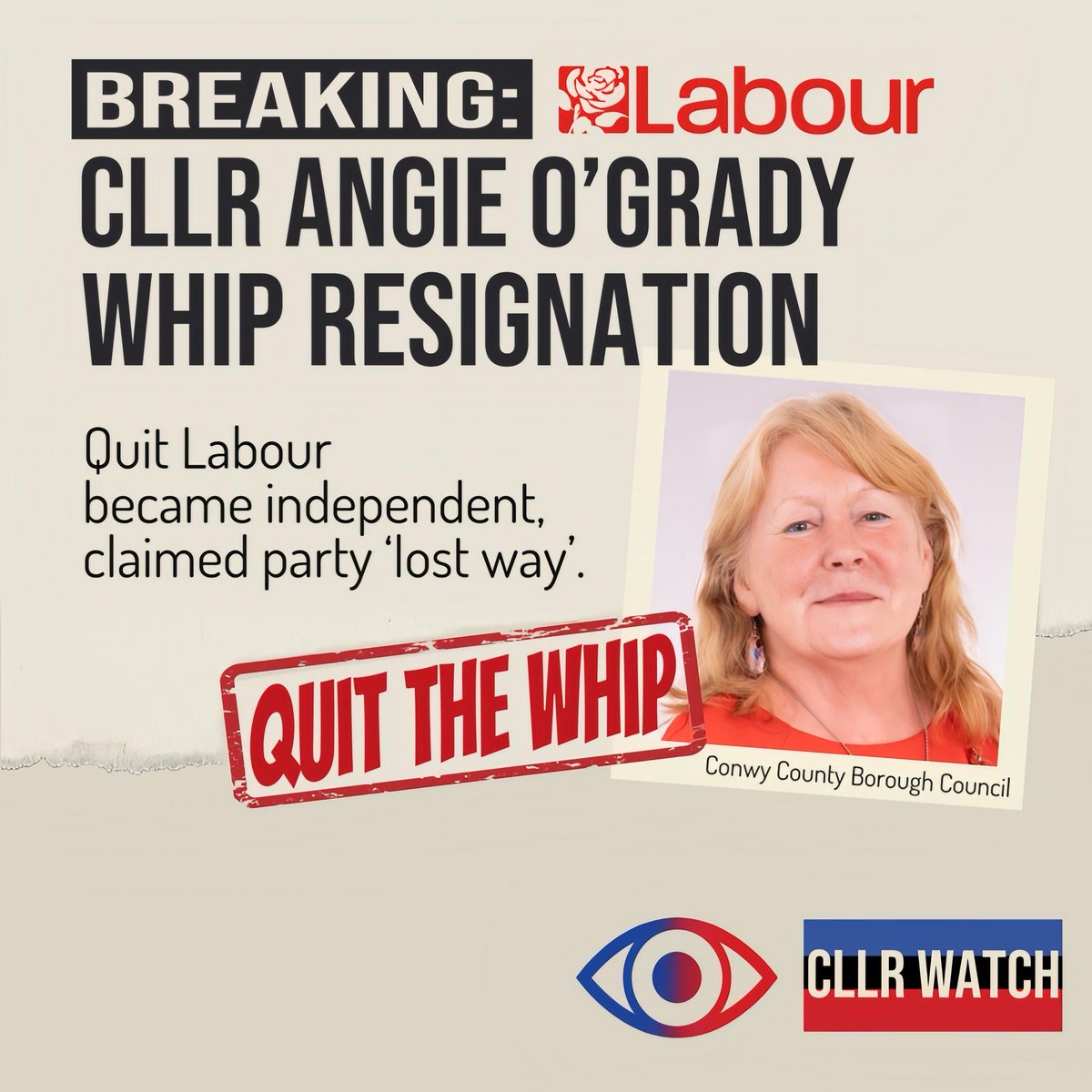 🟥 PARTY EXIT – Cllr ANGIE O’GRADY (CONWY)
Left Labour on Conwy Council and joined the Conwy First Independent Group, saying the party has “lost its way”.

🔍 WHAT HAPPENED
This Labour group has now lost four councillors elected in 2022.

BBC coverage: NO 🤔
<a href="/BBCWalesNews/">BBC Wales News</a>