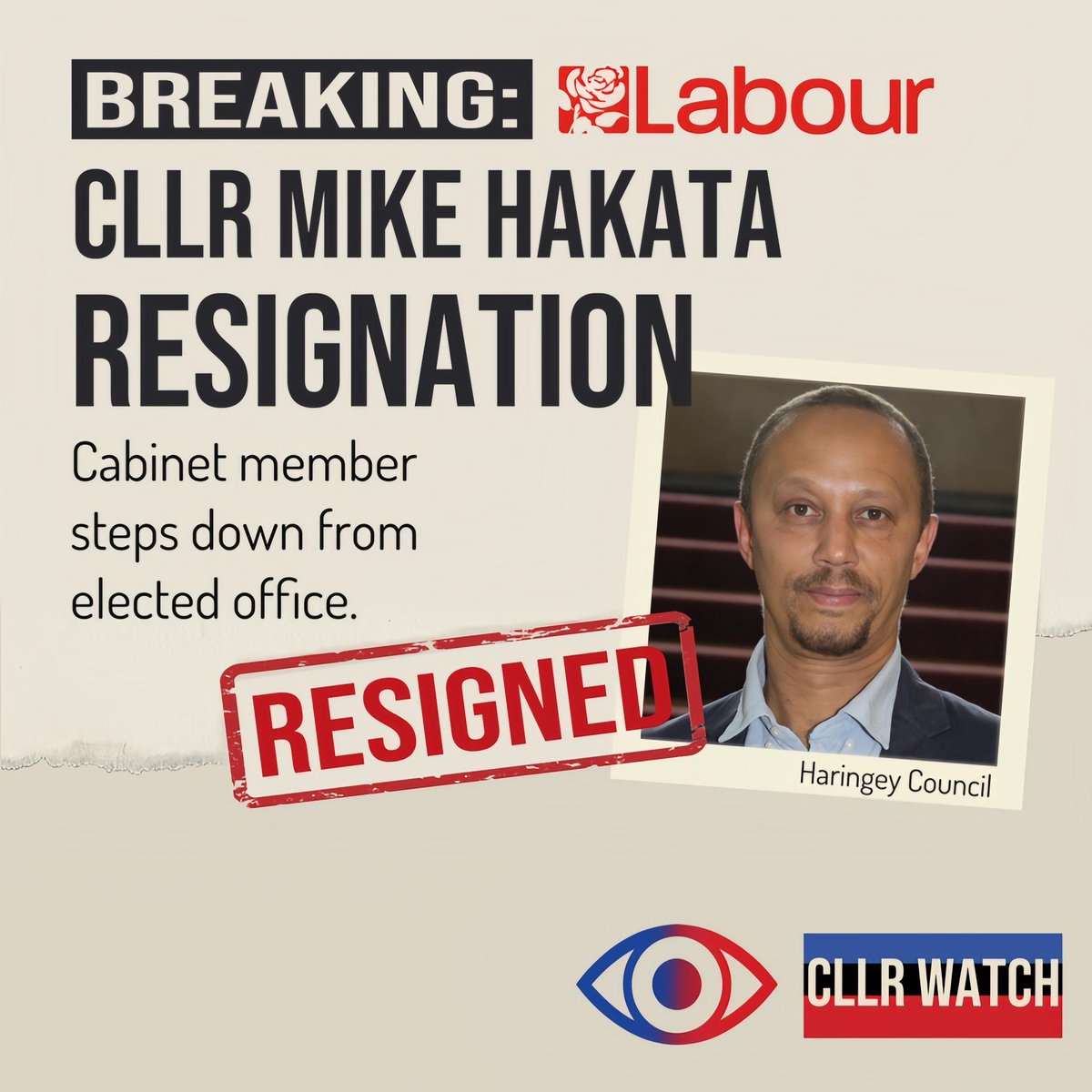 🟥 RESIGNATION  ALERT – Cllr MIKE HAKATA (LABOUR)
Haringey cabinet member Mike Hakata has announced he is stepping down from elected office after nearly eight years as a councillor.

🔍 WHAT HAPPENED
No further explanation has been provided.

BBC coverage: NO 🤔
<a href="/BBCLondonNews/">BBC London</a>