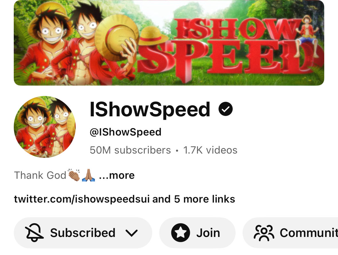 _MasterMash's tweet image. Just realized this from MrBeast😭 Congrats on hitting 50 million @ishowspeedsui Road to 100 million subs!👀