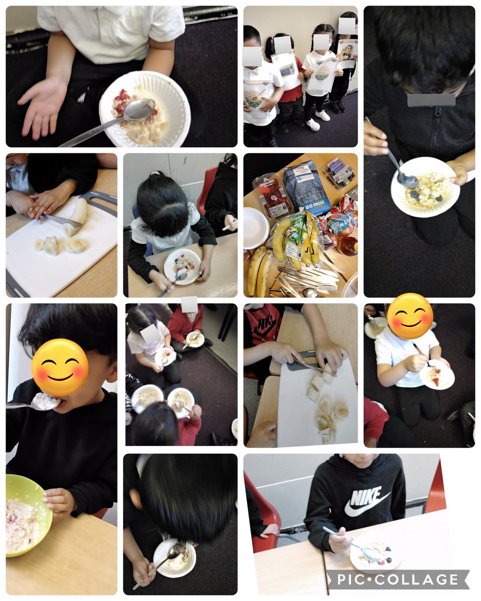 LeighPrimary's tweet photo. Reception were inspired by Goldilocks and made some delicious porridge today! They cut fruit, mixed the porridge, watched it cook in the microwave and then added lots of healthy toppings including honey, apples, berries, bananas and cinnamon #2snacksmax #startwell #memorymakers https://t.co/ZryHH9wn8s