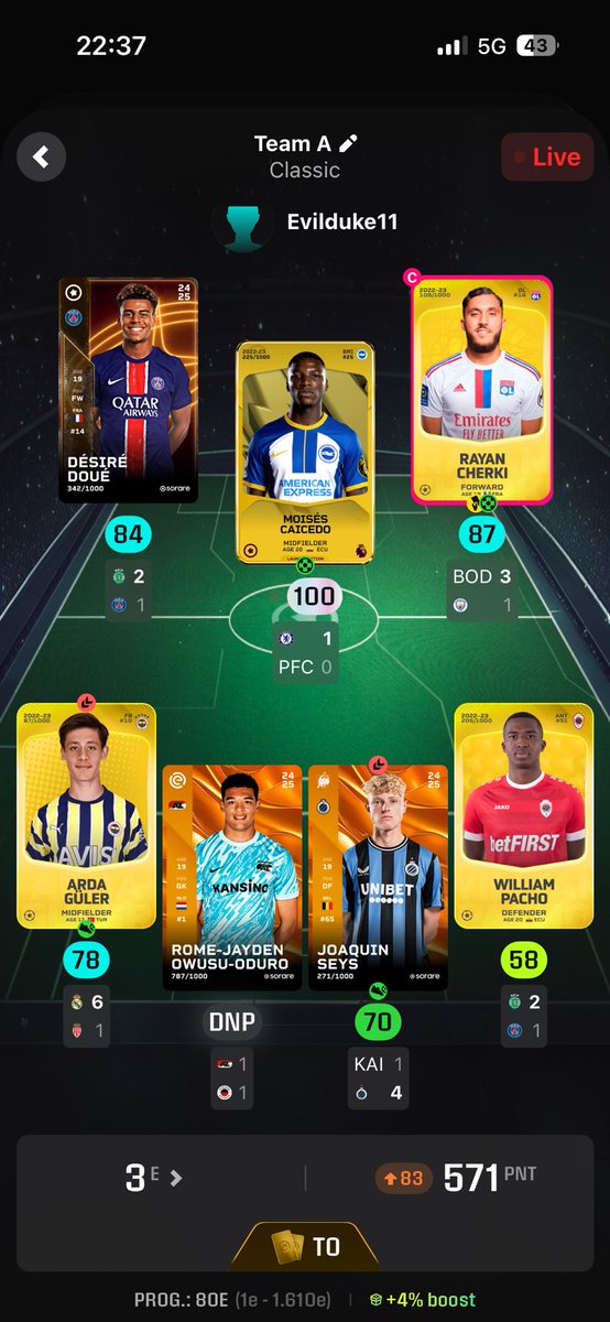 This is a DNP I won’t forget quickly, currently in 3th place #Sorare 🥲🥲🥲gonna cry a little and afterwards realize it’s just a game ;)