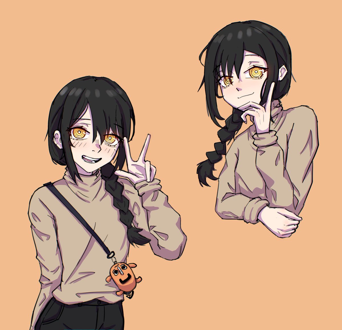 Nayuta ✌️
Finally colored the sketch
(potato pochita is watching you 🥔)

#chainsawman #fanart #csm