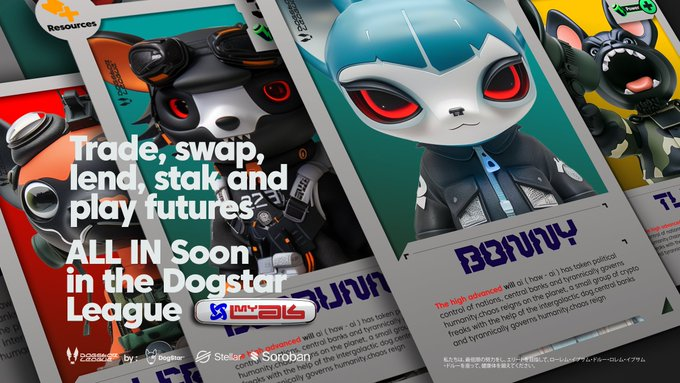 Buy Cards &amp; Evolve the power ⚡️ 

🧠Skill Cards: by Staking
🖥️Resources Cards: by Lending
👠Weapons Cards: by Futures
🐶Leaders Cards: Wild Card

▶️Play now on the #stellar network