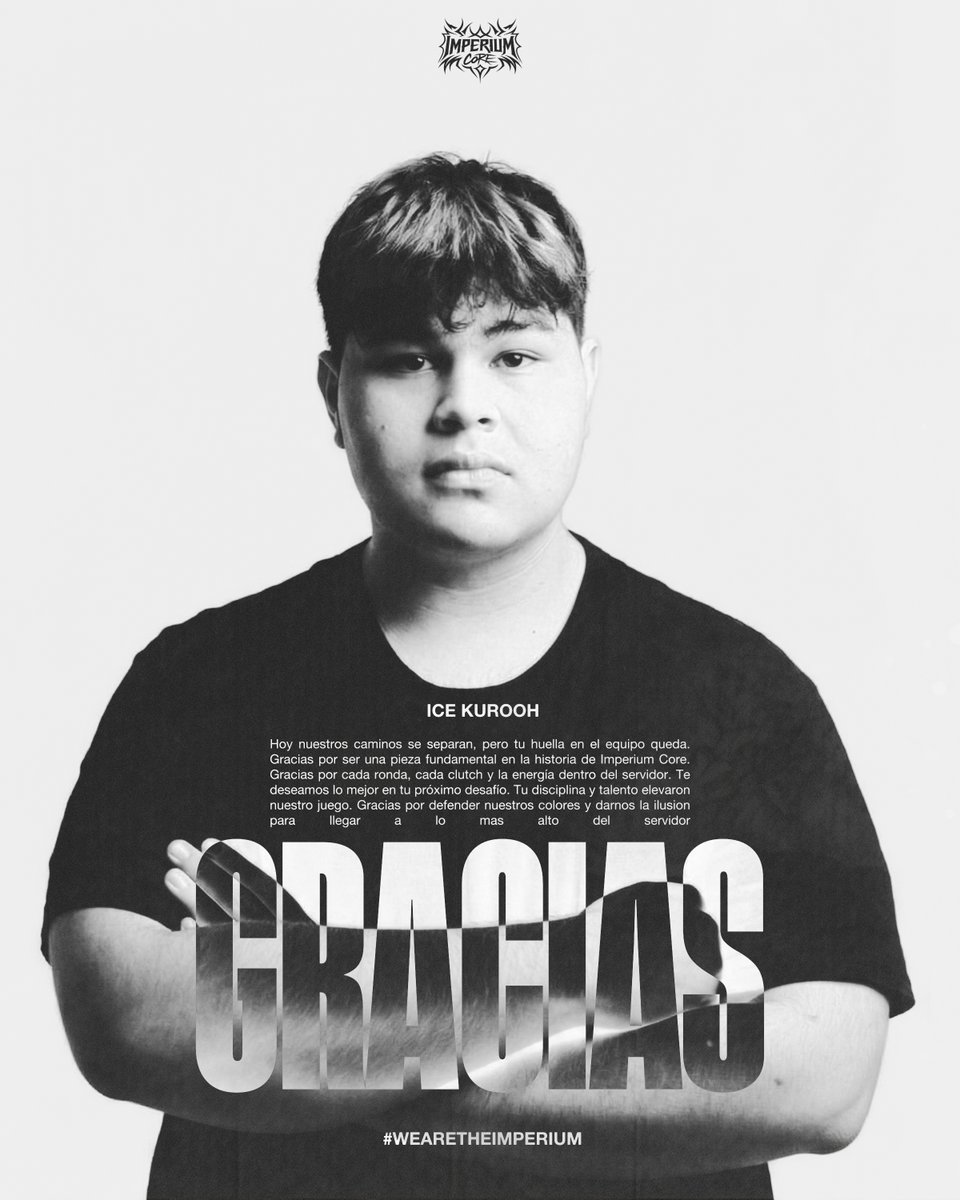 UPDATE: Roster Change.

Hoy nos despedimos de <a href="/1kuroooh/">kurooh</a> . Caminos distintos, el mismo respeto. Gracias por defender nuestros colores, Kurooh. Éxito en lo que viene.

#WEARETHEIMPERIUM