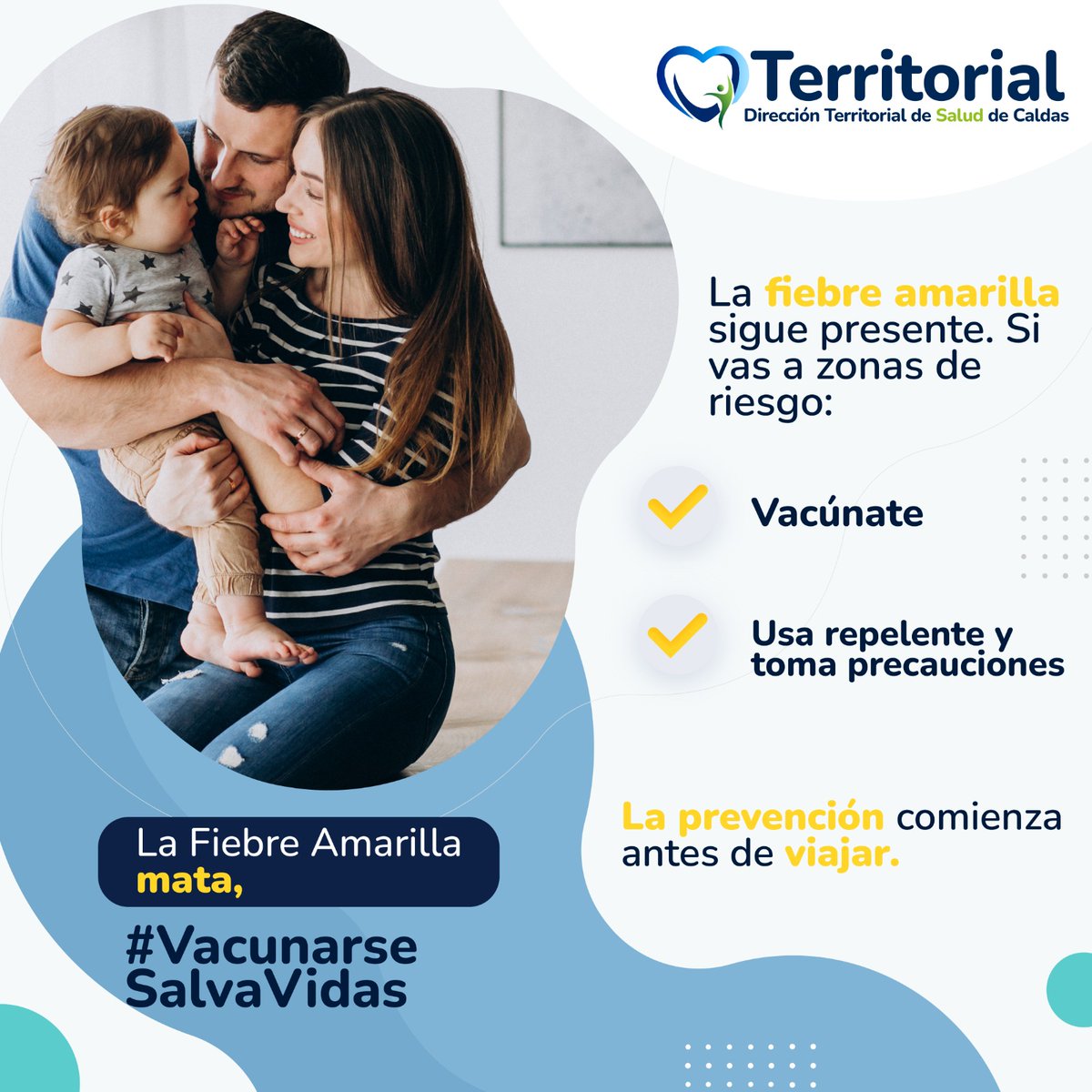 La fiebre amarilla sigue presente y la mejor forma de cuidarnos es prevenir 💛

Si vas a viajar a zonas de riesgo, no lo dejes para después:
✔️ Vacúnate
✔️ Usa repelente
✔️ Toma precauciones

Cuidarte es cuidar a quienes amas 👨‍👩‍👧‍👦
La prevención comienza antes de viajar. 💉🦟