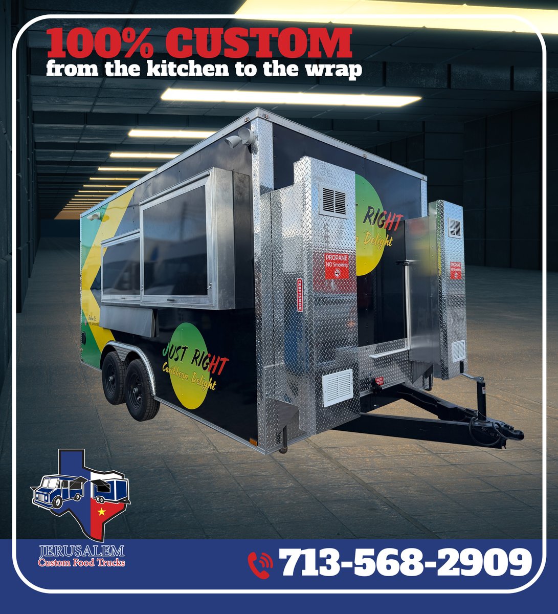 100% custom, from the kitchen layout to the wrap design.
This food trailer was built to reflect our clients’ culture, vision, and identity — proudly Jamaican, proudly in the U.S.
713-568-2909
sales@jrscustom.com
9233 Bryant street Houston, TX 77075
#foodtrucks #foodtrailer #jrs