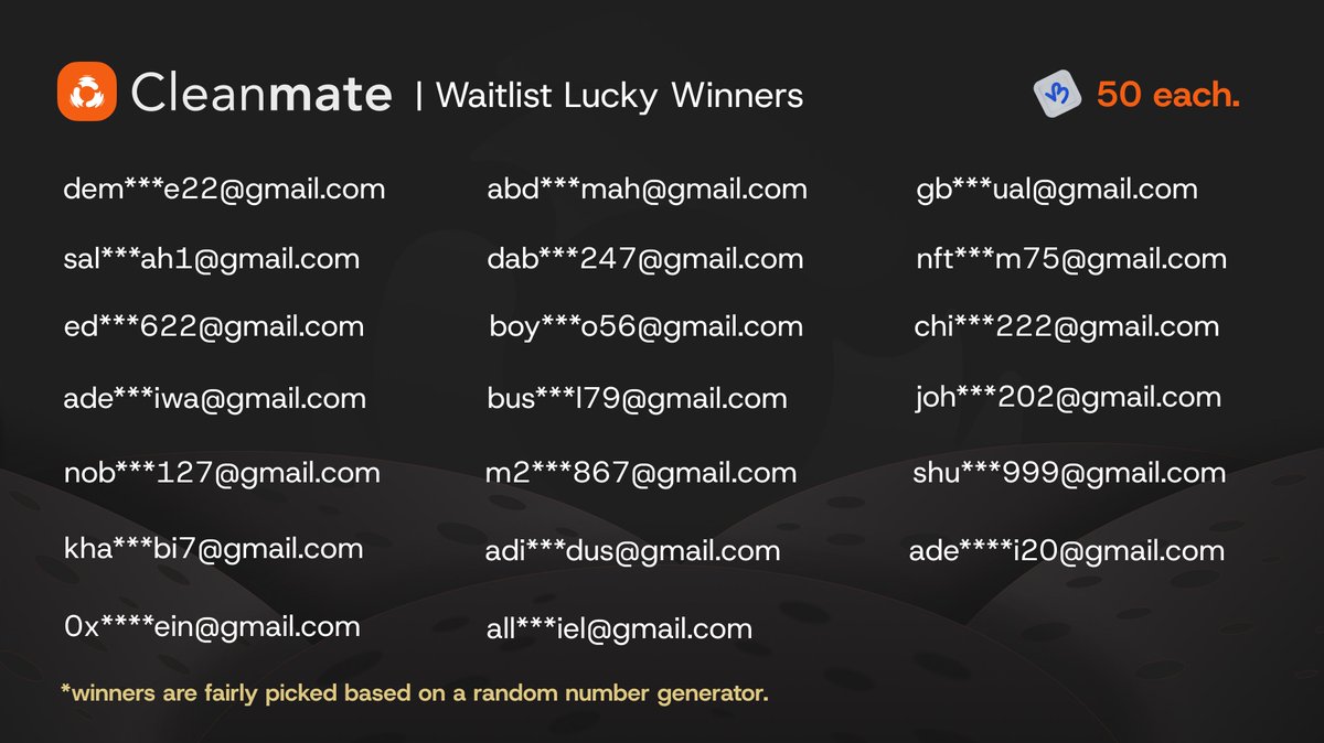 cleanmatedao's tweet image. The emails are out 👀

We randomly selected winners from our waitlist and sent out reward emails already.

If you got one, congrats! 
If not, more opportunities are coming.

We Appreciate everyone who joined and believed early 🤍
If you’re amongst the winners, tag us. 🚀