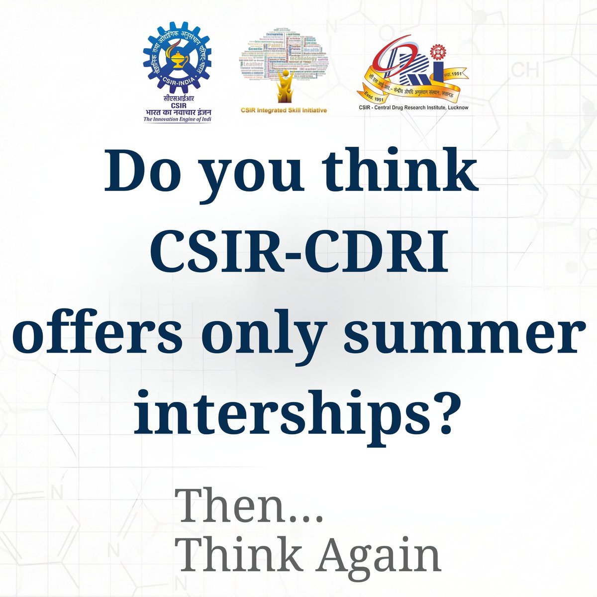CSIR_CDRI's tweet photo. CSIR-CDRI is not just about summer internships.

There are 4 structured training pathways for students and professionals, depending on your academic and career stage.

Explore the options.
#CSIRCDRI #SkillDevelopment #ResearchTraining https://t.co/YKHQ3OaT0m