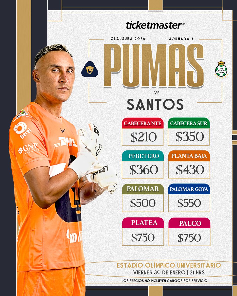 ¡El partido de la jornada 4 se juega en el Olímpico Universitario el viernes 30 de enero a las 21:00 horas! 🏟️

Adquiere tus boletos para nuestro encuentro ante Santos, ya disponibles a través de Ticketmaster 🎟️ bit.ly/3Nvfa1G 👈

#UnidosPorLaHistoria