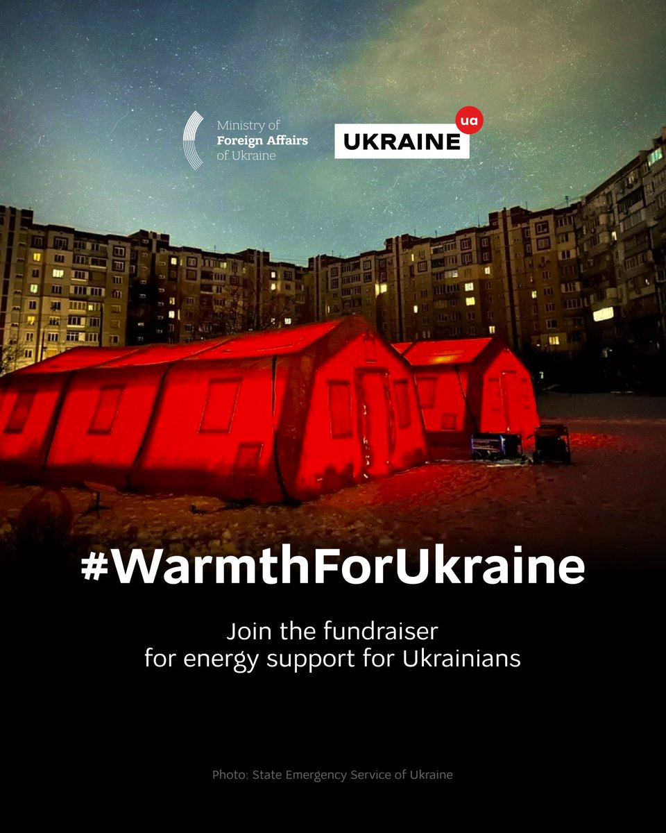 ⚡️💡 Join the international fundraising campaign to provide energy equipment for Ukraine! 

The initiative is launched by the MFA of Ukraine together with the Ukrainian World Congress and it continues the “Warmth from Poland for Kyiv” project.

We call on international partners,