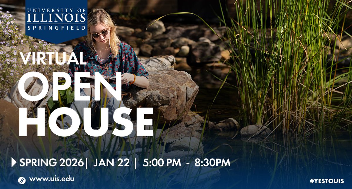 Join us for the <a href="/UISedu/">University of Illinois Springfield</a> Virtual Open House TOMORROW, January 22, from 5:00–8:30 PM. Explore programs, meet campus representatives, and learn what it’s like to be a Prairie Star. ✨#YesToUIS 

➡️Register Today: bit.ly/3LtXMtI
