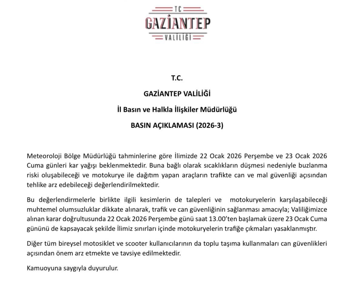 Meteorolojik değerlendirmelere göre 22 ve 23 Ocak 2026 tarihlerinde İlimizde beklenen kar yağışı sebebi ile Valiliğimiz tarafından alınan tedbir kararı ile ilgili basın açıklaması metnini okumak için ⬇️⬇️ tıklayınız. 

#kartedbirleri