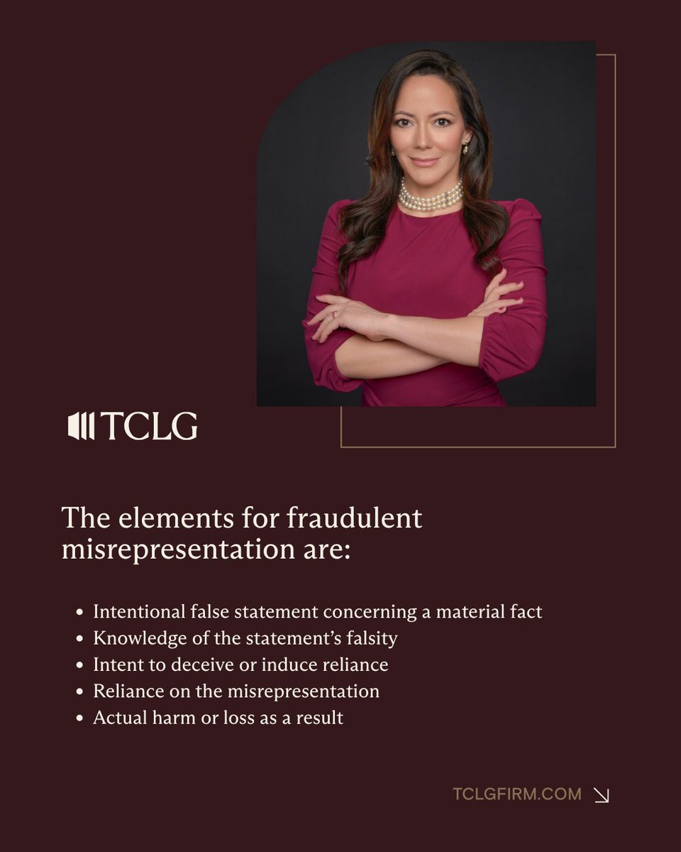 Fraudulent misrepresentation happens when a defendant intentionally lies about a key fact, expecting others to rely on it. 

Don’t let fraud go unchecked—pursue justice through litigation and hold the liable party accountable. 

Contact us today!