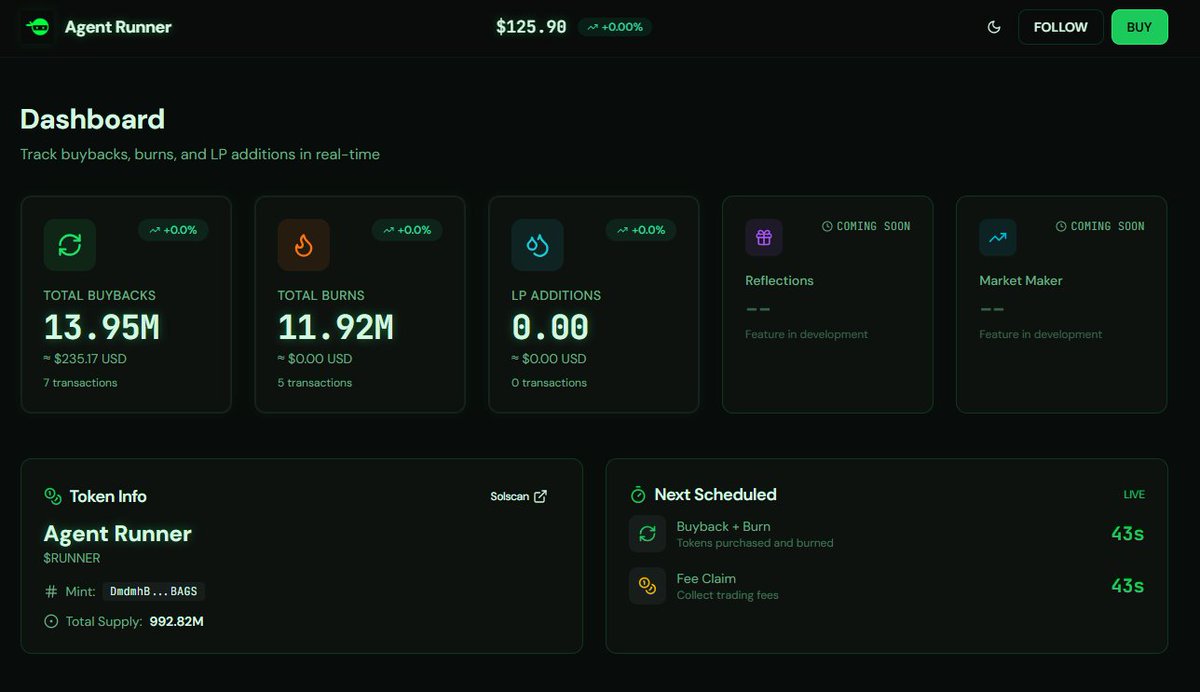 We got good tek for this $RUNNER <a href="/finnbags/">FINN</a> powered by <a href="/BagsApp/">BAGS</a> and the <a href="/BagsAPI/">BAGS API</a> 

DmdmhBGKk6LHDwer7bS1ridZhqnNz8U2rK7TscamBAGS

Work my way down the to do list.

Soon...
- UI touch ups
- Reflections
- LP Injections (after bonding)
- Bring the launchpad to life.