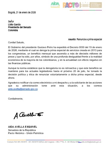 Renuncie a la prima especial para los congresistas. Un abuso con las finanzas públicas!