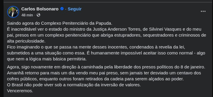 Mas ontem ele não estava indo a pé até Brasilia com o chupetinha de miliciano?
Como ele ja chegou em Brasilia, e foi até a Papuda visitar os golpistas presidiarios, se teoricamente era para estarem na estrada? 🤔
