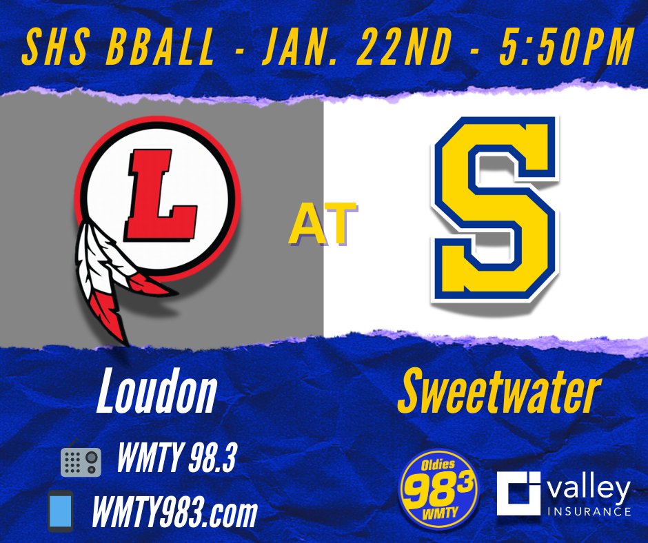 WMTY983's tweet image. Sweetwater High School Basketball will be back on the radio Thursday night as Loudon comes to town.