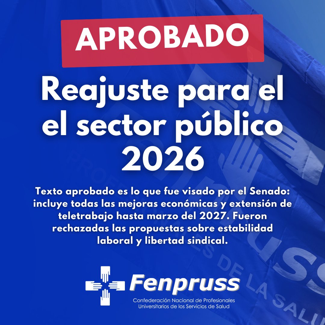 #Reajuste 🔵 ¡ATENCIÓN! ‼️ Cámara de Diputados aprobó texto final de la Ley de Reajuste, por lo que ahora solo queda su publicación para entrar en vigencia. 👇

<a href="/Cutchile/">CUT Chile ✍️🗳</a> <a href="/salud_cut/">Secretaria de Salud CUT</a>