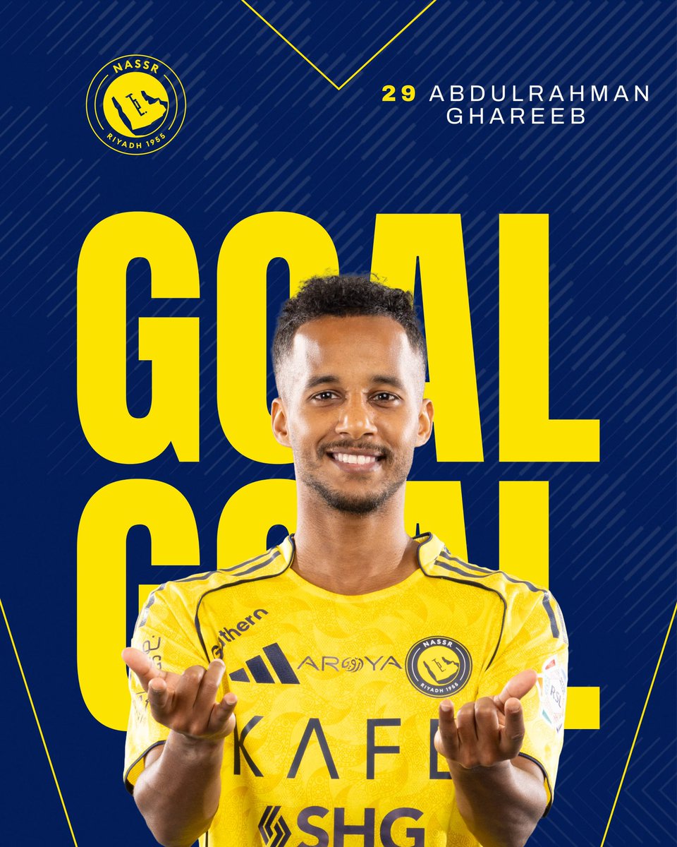 AlNassrFC_EN's tweet image. ⚽️ || GOOOOOAAAAL! 🤩
Ghareeb scores the first goal 5’ for @AlNassrFC 
#Nassr 1:0 #Damac