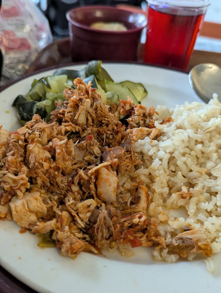 votergirlca's tweet photo. For lunch on 1/20/26 the residents received the worst jambalaya I've ever had. Any cook knows not to use chicken breast when braising. We've had good versions here before. And the zucchini was murdered and unseasoned. This gives institutional food a bad name.   @EnsignServices https://t.co/EOyQBFxP5k