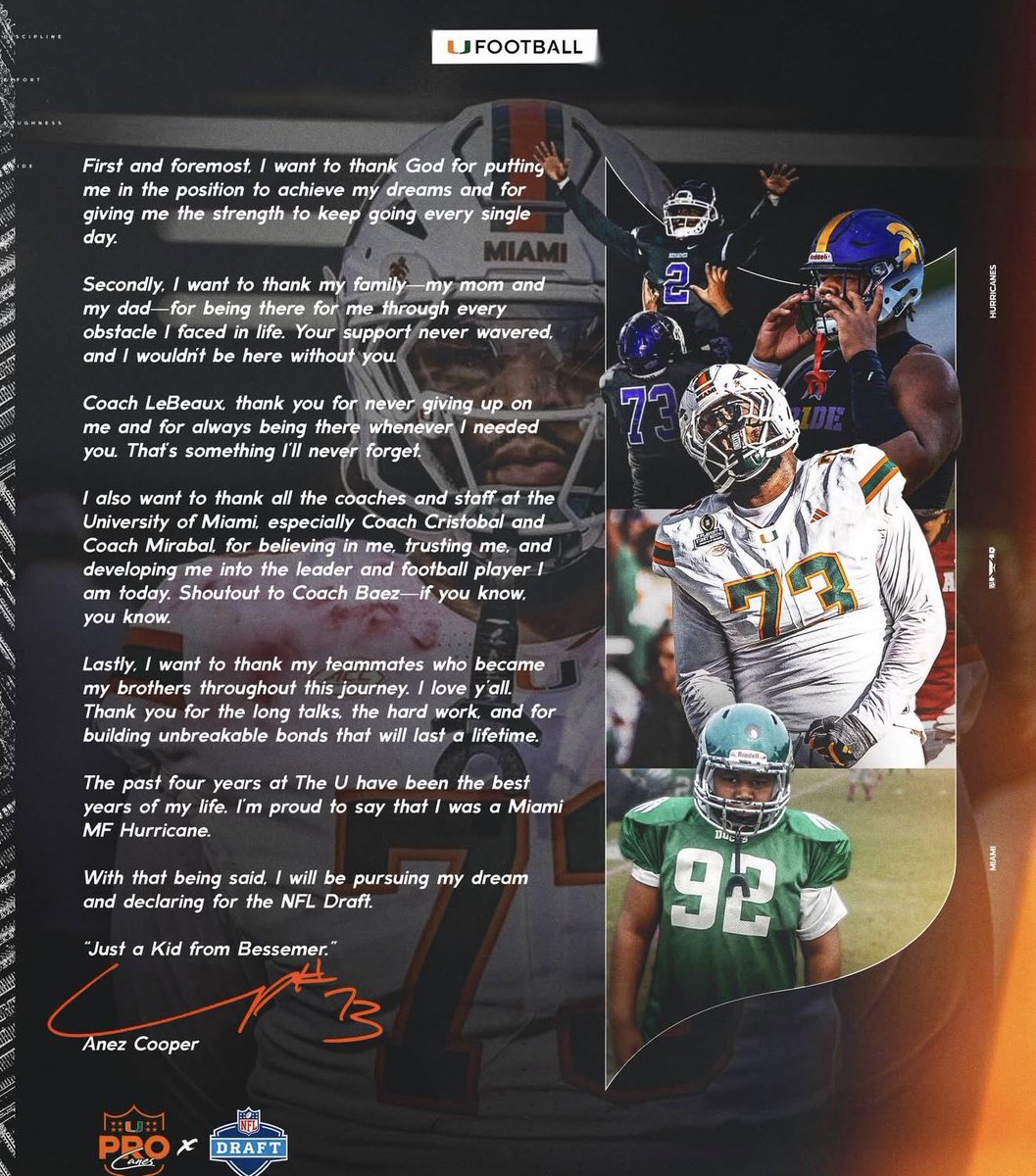 SportsRollo's tweet image. Anez Cooper makes it official!

Go be great @AnezCoop 
#GoCanes #NFLDraft