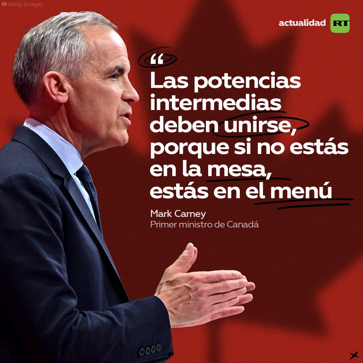 ActualidadRT's tweet photo. 🇨🇦🌎 "Si no estás en la mesa, estás en el menú": Canadá llama a unirse contra la "coerción" de las grandes potencias https://t.co/Qy1FciYx4L https://t.co/FnPDhkGRnd