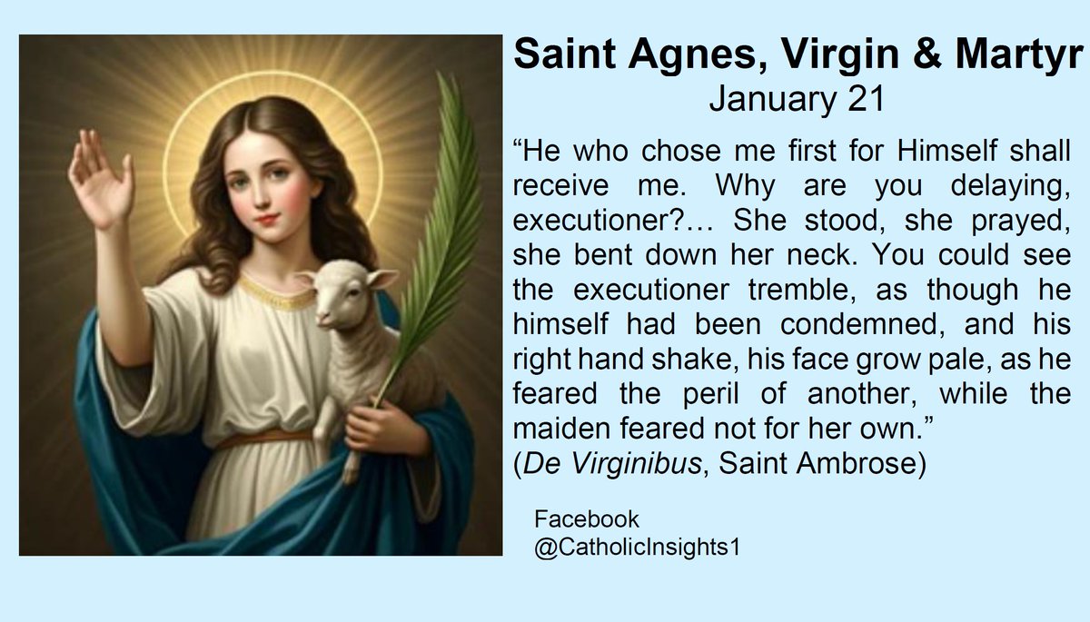Saint Agnes, Virgin &amp; Martyr, January 21
#Catholic #CatholicX #saintagnes