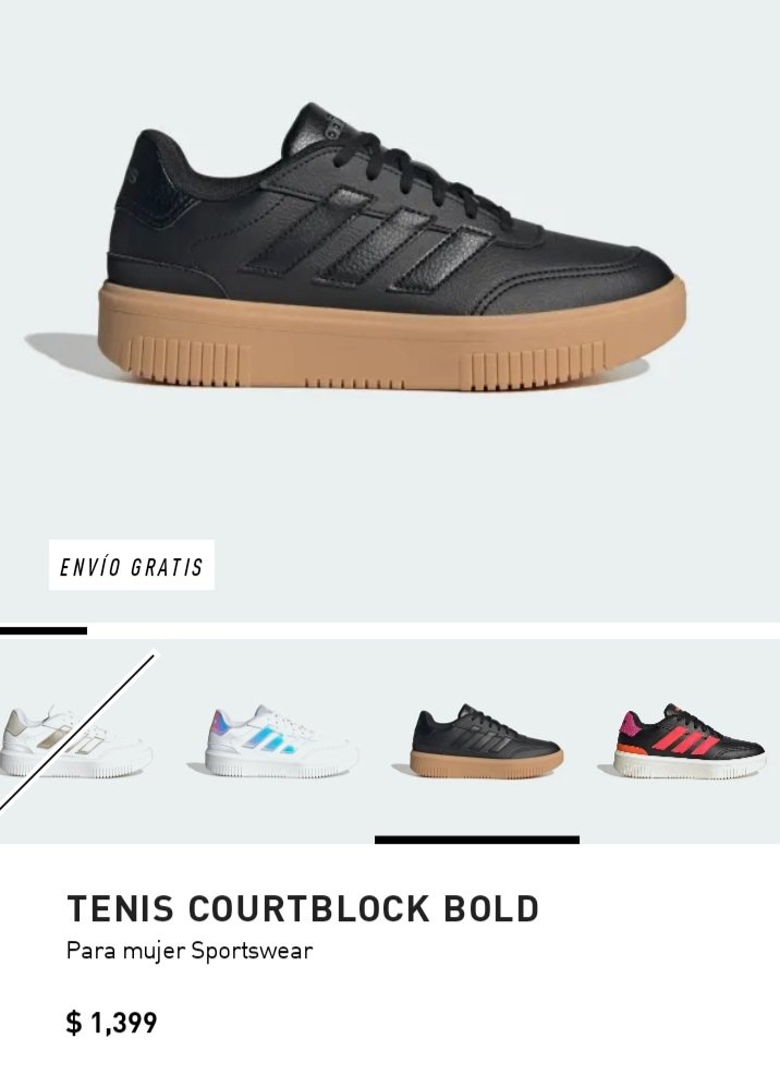 ¡Buenas! Ando ofertando estos tenis Adidas modelo Courtblock bold porque me quedaron grandes y por lo mismo, sólo los he usado dos veces, son del 4.5. El precio al que los compré  en la página de Adidas fue de $1,399. Los ando vendiendo en $900 + el envío o entrega en EdoMex y