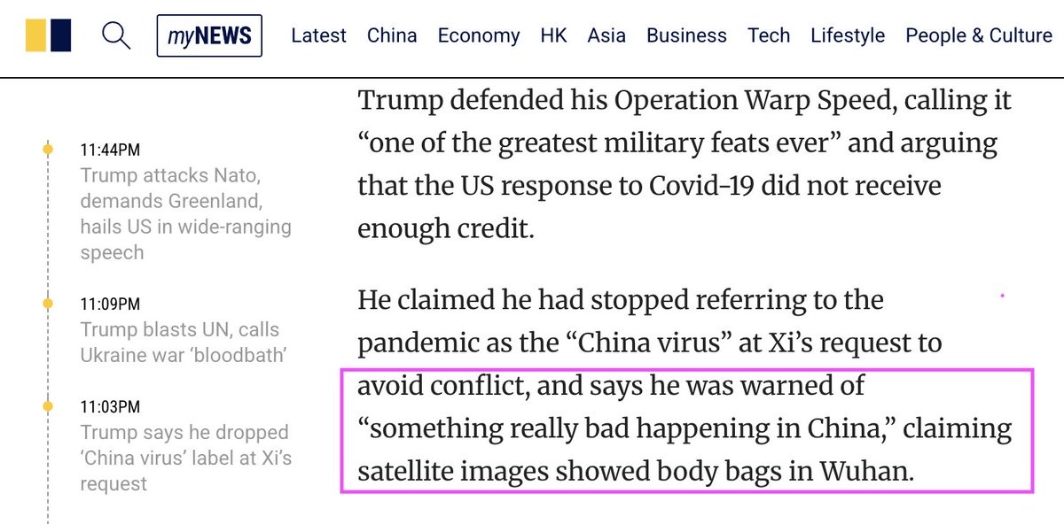 World_Crossroad's tweet image. 川普在世界經濟論壇（WEF）上爆料，疫情爆發時，他們通過衛星看到武漢街頭到處都是屍袋：

「我一直說病毒是從武漢來的，那些屍體是用屍袋裝的。我們透過衛星看到了，他們說中國發生了奇怪的事。事情就是這樣開始的，最後我們遇到了COVID疫情，全世界都遭受了苦難。」…