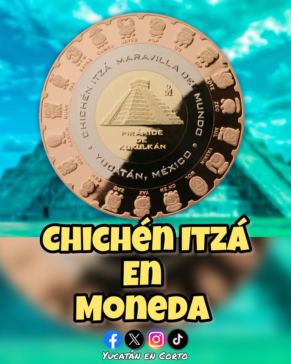 🤑CHICHÉN ITZÁ EN MONEDA

El Banco de México (Banxico) lanzará una nueva moneda de 20 pesos con el Templo de Kukulcán en Chichén Itzá en su reverso, manteniendo su forma dodecagonal y renovando elementos de seguridad, con acuñación a partir de febrero de 2026.