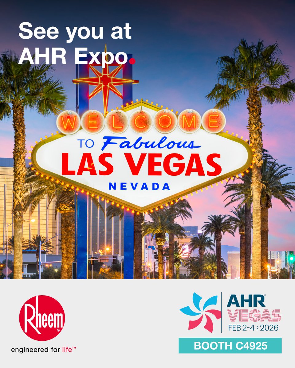 Heading to <a href="/ahrexpo/">AHR Expo</a> in Las Vegas? So are we! Stop by Rheem Booth C4925 February 2–4 to talk directly with product experts about the innovations powering the Rheem lineup, and hear some exciting announcements! Hope to see you there.