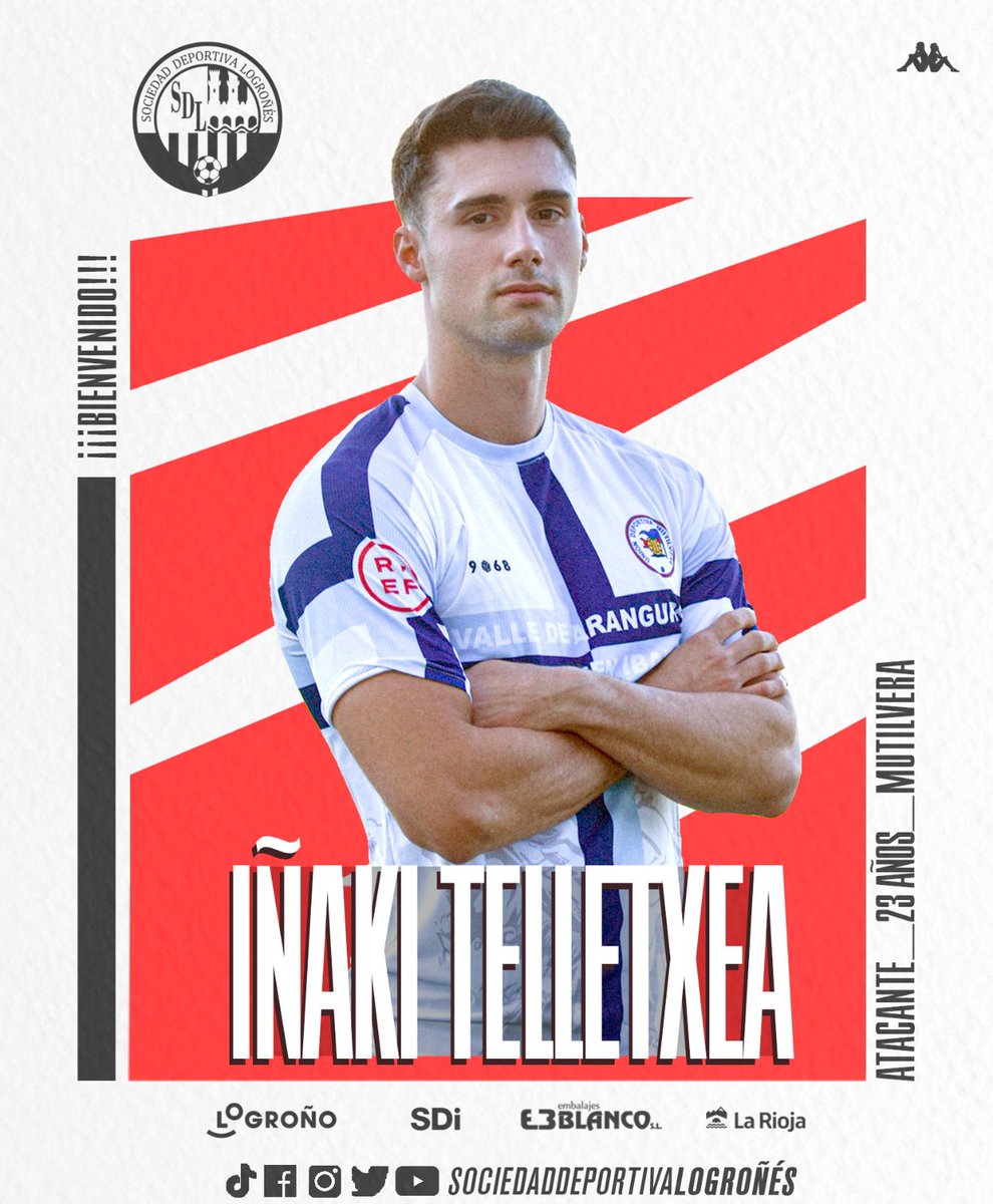 COMUNICADO |🇦🇹

🆕 𝗜𝗻̃𝗮𝗸𝗶 𝗧𝗲𝗹𝗹𝗲𝘁𝘅𝗲𝗮, nuevo jugador del Logroñés.

¡Bienvenido a la disciplina blanquirroja, Iñaki! 🤗

➕ INFO
sdlogrones.com/es/news/inaki-…

#AmorSinRed