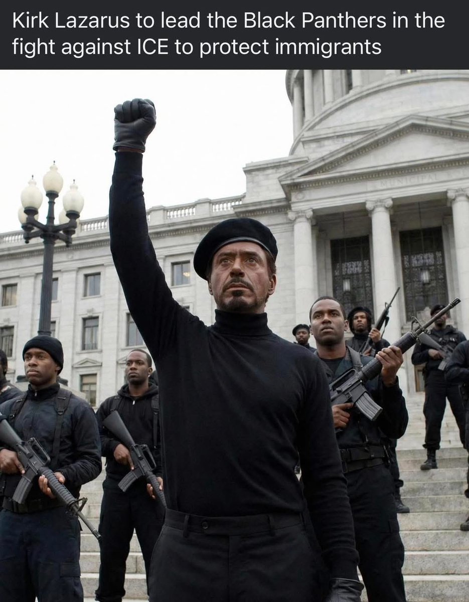 TruthJones74's tweet image. “Kirk Lazarus to lead the Black Panthers in the fight against ICE to protect immigrants”