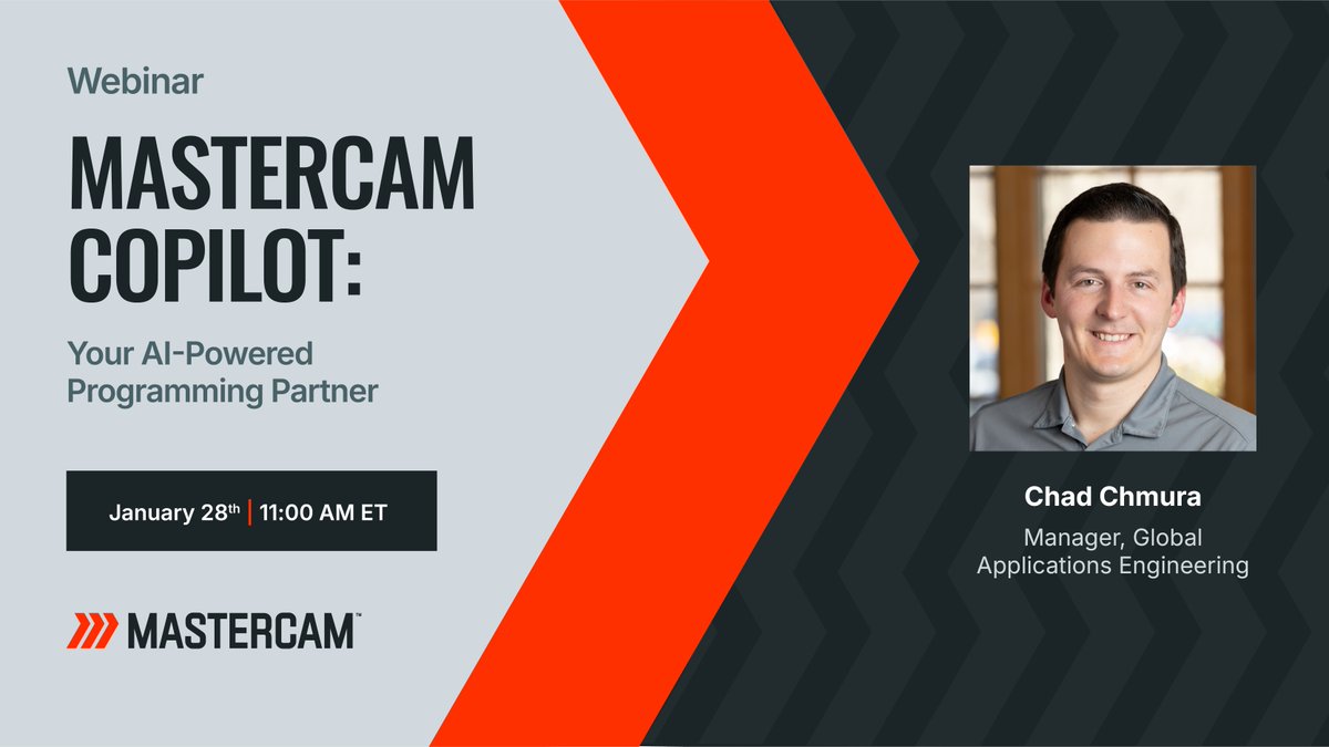 Mastercam's tweet image. Meet Mastercam Copilot - your new AI assistant in Mastercam.

See it live. Get a look at what’s next.

Available in Mastercam 2026.R2 for Mastercam CONNECT subscribers.

🔗 Register now! bit.ly/49yRKkJ