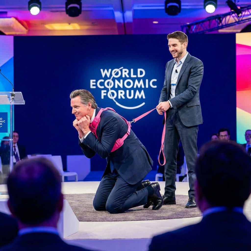 kwasny007's tweet image. Kneepad Newsom on the world stage.

Embarrassment of America.