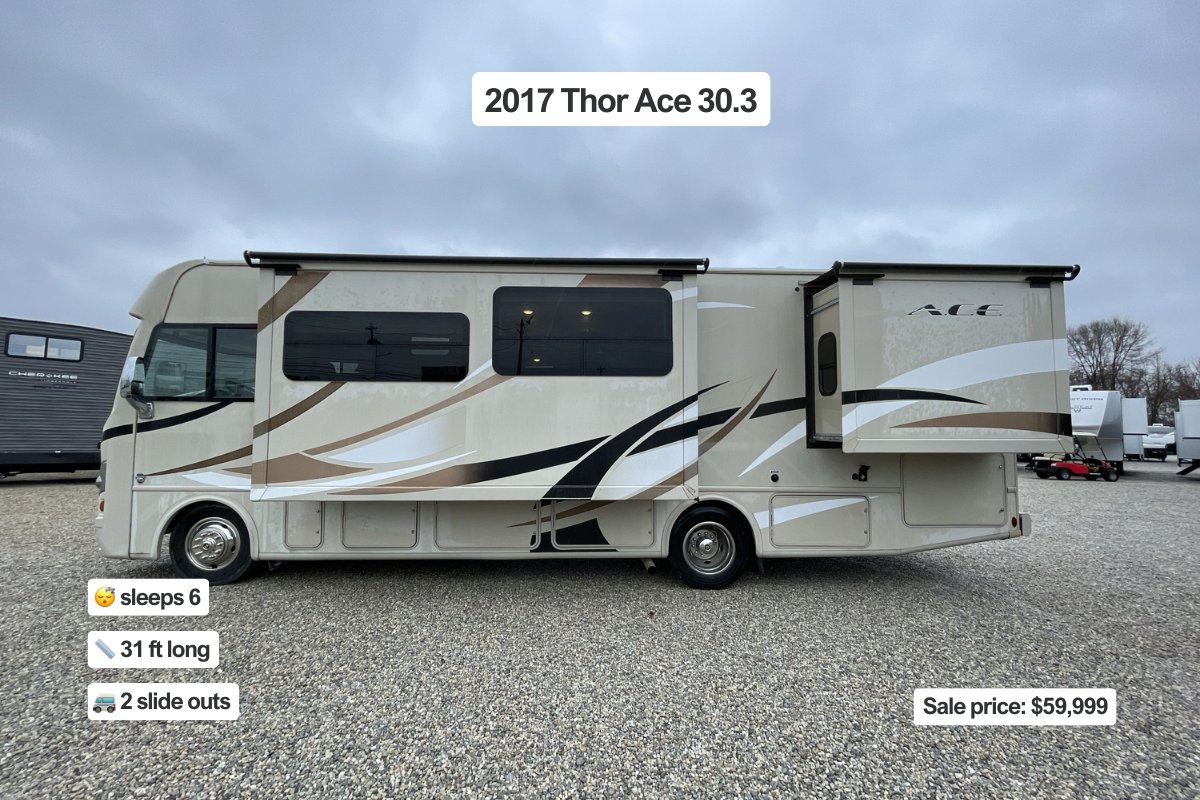RVsDotCom_'s tweet photo. 4 ways to bring everyone 🚐

2022 Winnebago Vista 29V
2019 Winnebago Vista 31BE
2017 Thor Ace 30.3
2017 Winnebago Suncruiser 37F https://t.co/IZGDaTQw2B
