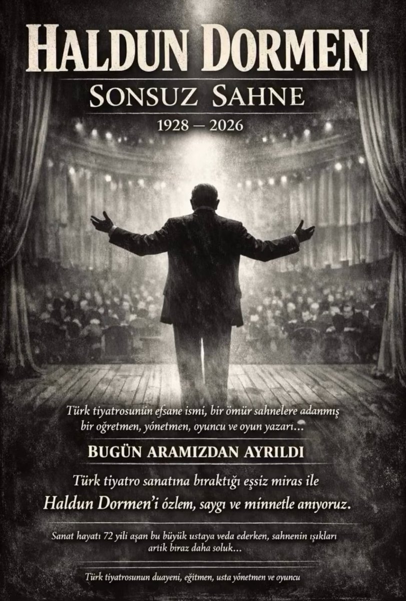 Koca bir çınar, Türk tiyatrosunun bey efendisi ışıklar içinde ol💫