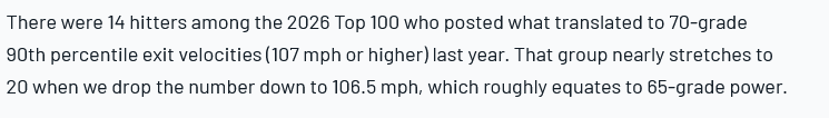 WexlerRules's tweet image. Per @BaseballAmerica 
Carson Benge 105.9
Jett Williams 103.4
A.J. Ewing 103.2 baseballamerica.com/stories/90th-p…