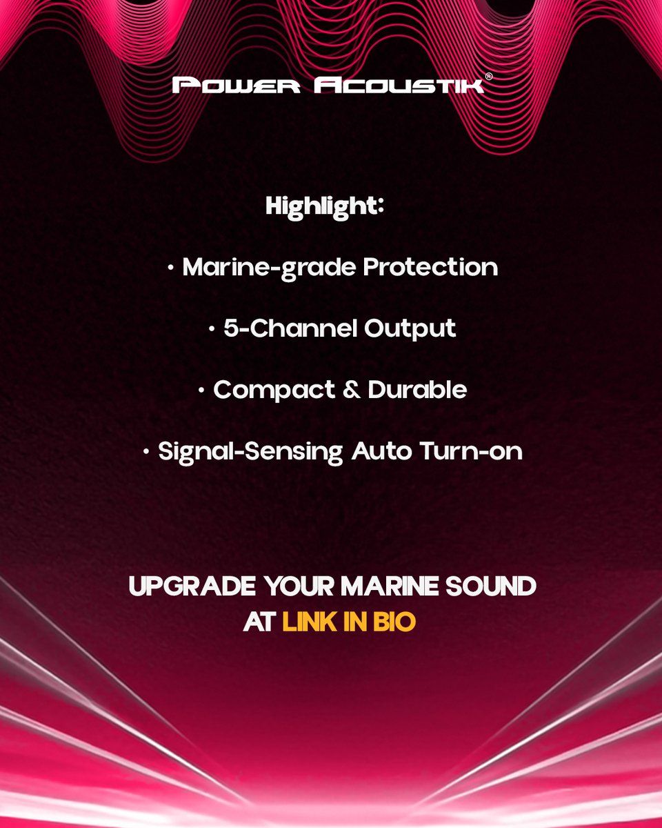 PowerAcoustik's tweet image. Too much power? Never heard of it.

Meet the MA5-2500D - 5 channels of open-water thunder. Built marine-tough, compact, and mean where it matters. Your boat’s about to slap.

#PowerUpWithPA #MarineAmp #BoatBeats #PowerAcoustik