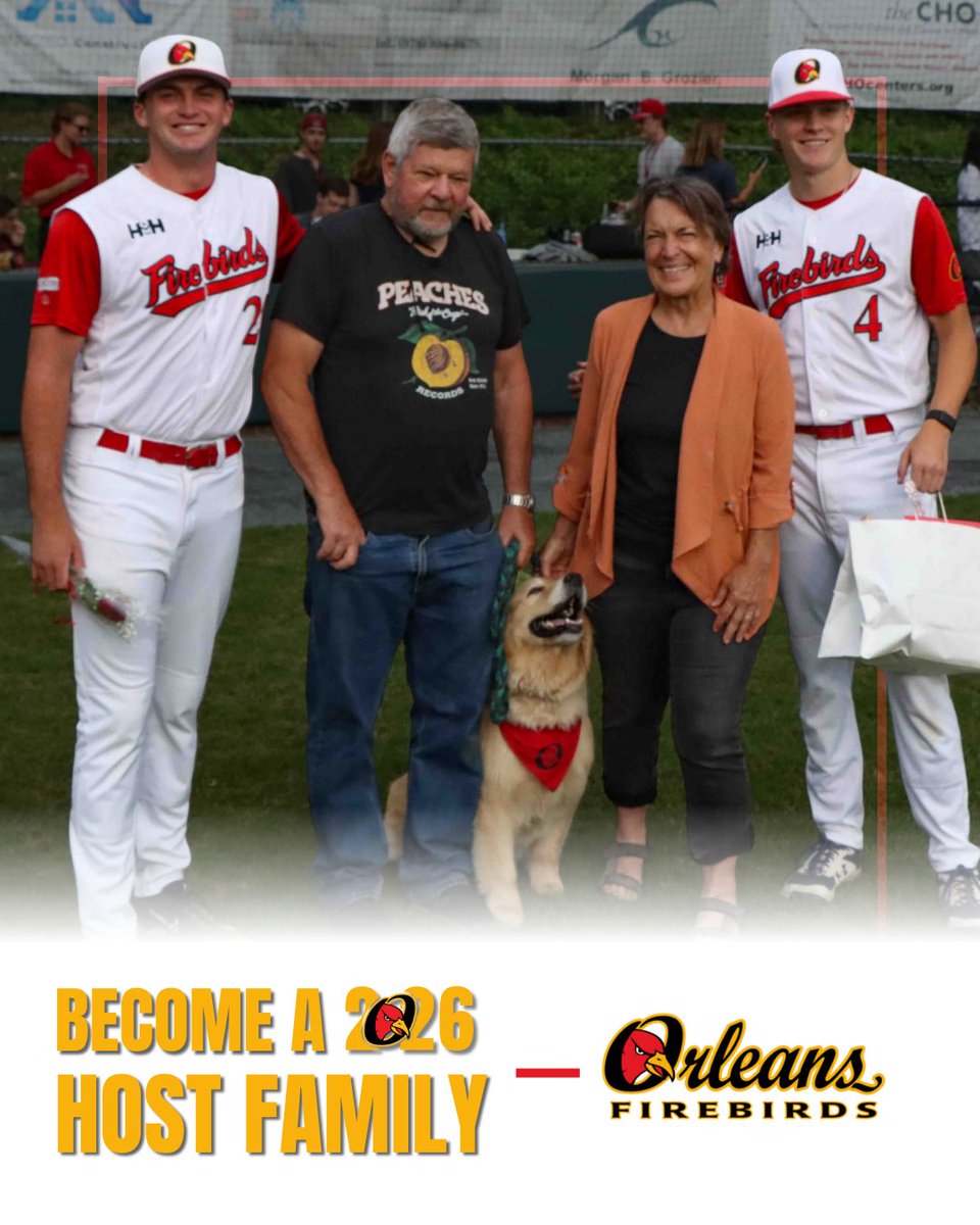 We are so grateful to every family who has opened their homes over the years. Are you looking to become a host family this summer? Visit capecodleague.com/orleans/get-in… #FirebirdsFamily