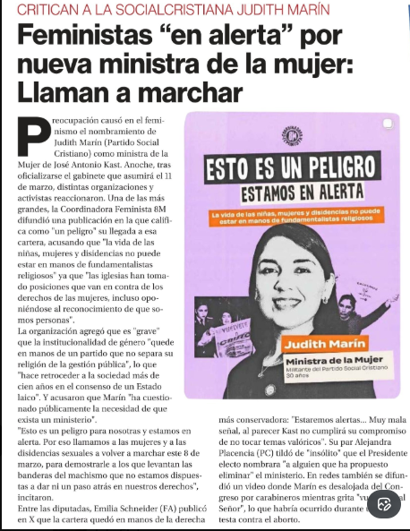 - Oye, Monsalve violó a una funcionaria.Vamos a marchar?
- No, Monsalve es del gobierno
- Oye, acosaron sexualmente a 3 mujeres en La Moneda. Vamos a marchar?
- No, es que eso pasó en nuestro gobierno.
- La nueva Ministra de la Mujer es evangélica. Vamos a marchar?
- Si, ahora si